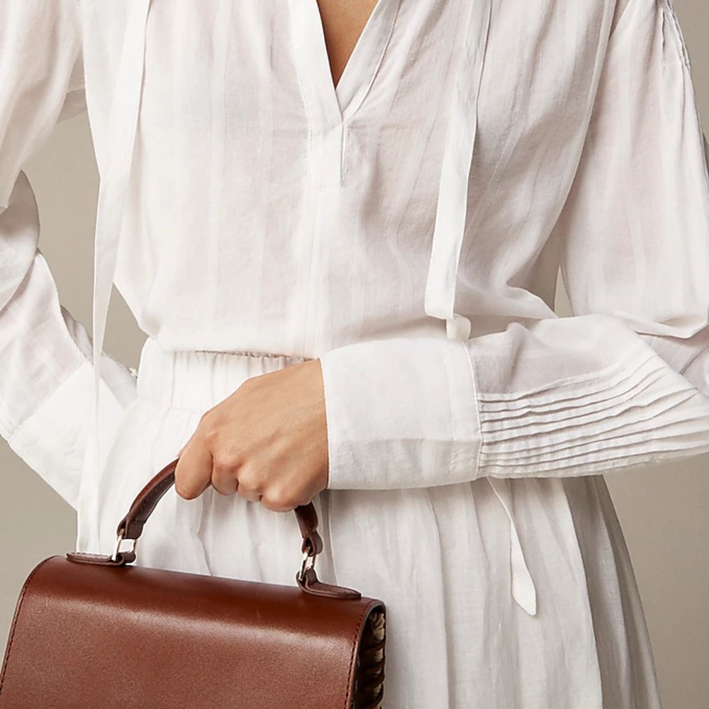 J.Crew V-neck tie top in cotton-blend dobby - Picture 2 of 5